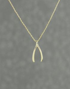 Trendy Wishbone Lucky Pendant Gold Gold Compated Fashion Jewelry Statement Necklace Dames Kettingen3815028