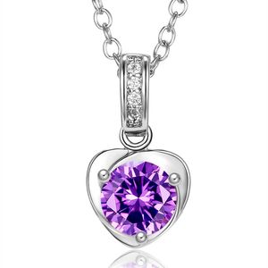 À la mode femmes coeur cristal argent couleur colliers bijoux Zircon pendentif collier pour fiançailles classique coeur cadeau bijoux