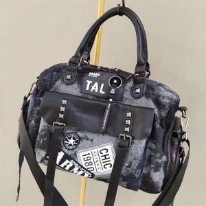 Sac à main en Nylon avec cuir pour femmes, sac à main tendance à rivets personnalisés, sac de voyage multi-poches, grande capacité, sac à bandoulière