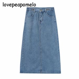 Trendy denim rok voor dames losse plus size jeans vrouwelijke vintage knop a-line lange herfst vrouwen kleding n653 rokken