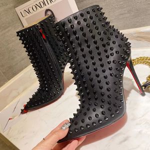 Mujeres de moda Botines cortos Vestido Botines Botines de cuero Super Perfect Melon Motocicleta Tacones Zapatos Luxury Reds Heel Womens Pumps Turela Suede Tobillos zapatos