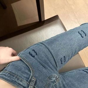 Trendy dames jeans designer broek vrouwen mode brief geborduurde broek 2024 slanke denim broek