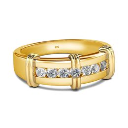 Bagues et bandes en or jaune à la mode pour femmes, bijoux de luxe pour fête de mariage, Test de diamant délicat, cadeau pour filles, vente 240112