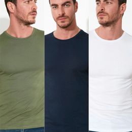 Trendyol Male Basic 3'l￼ Package-Slim Fit Bike Collar T-shirt à manches courtes TMNSS21TS1048 220507