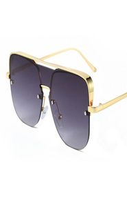 Trendys Oversize Sunglasses Femmes Luxury Fashion One Piece Black Ombed Lens Big Metal Frame Sun Glasses For Mens UV4007309327