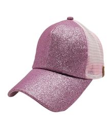 Trendzone 502 2018 Berretto da baseball da donna Paillettes Lucido Messy Bun Cappello snapback Cappellini da sole 4155580