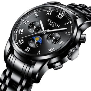 Treny Cool Wlisth Quartz Mens horloge met niet -werkende subdials Luminous Dial Life Waterproof roestvrijstalen armband pols horloges 303c