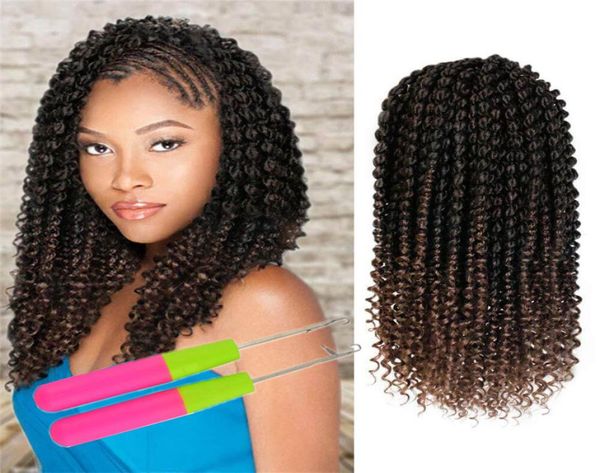 Tress italien bouclé avec tissage d'eau cheveux tressés 18 pouces cheveux de tresse avec tissage d'eau synthétique Ombre couleur bordeaux Marle6788820