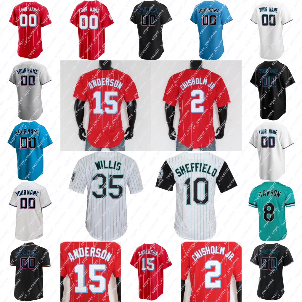 Maglia da baseball Jazz Chisholm Jr. Sandy Alcantara Luis Arraez Tim Anderson Bryan De La Cruz Jesus Sanchez Jon Berti Josh Bell Nick Gordon A.J.Puk Tristan Grey Nick Fortes