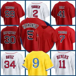 Trevor Story Enrique Hernandez Red Sox Baseball Jersey Rafael Devers David Ortiz Justin Turner Masataka Yoshida Alex Verdugo Chris Sale Adam Duvall