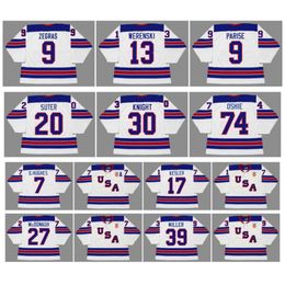 TREVOR ZEGRAS 2020 Team USA Maillot de hockey QUINN HUGHES KEER Mcdonagh MILLER RYAN SUTER SPENCER KNIGHT TJ OSHIE ZACH PARISE rare