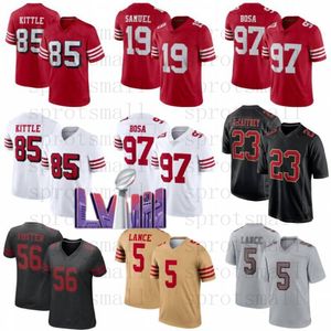 Trey Lance Maillot de football pour jeunes hommes 49 Christian McCaffrey Deebo Samuel Brock Purdy Nick Bosa George Kittle Patrick Willis Fred Warner Jerry Rice Talanoa Hufanga