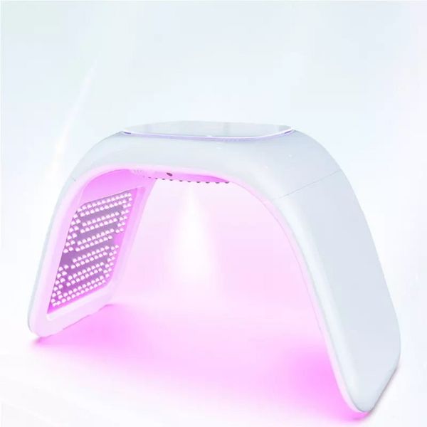 Tri-folding 372 Lámparas 7 color PDT led terapia de luz máquina facial con bronceado UV Nano spray Hot Compress EMS Lifting