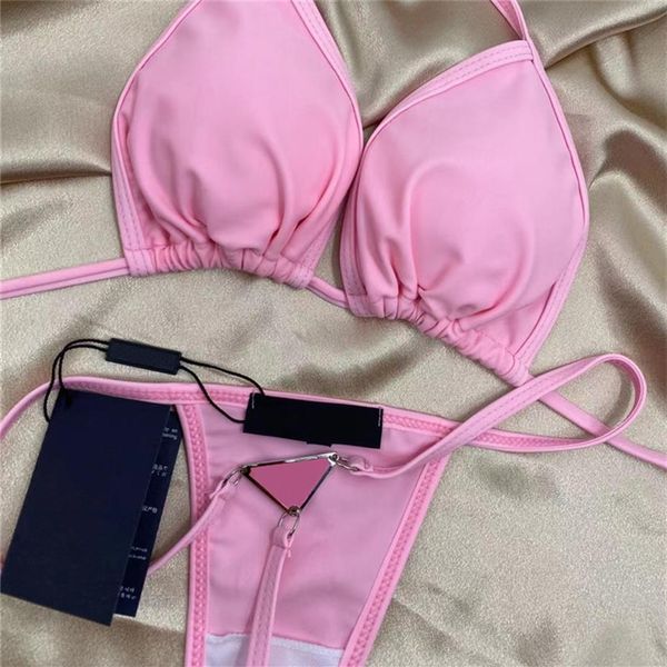 Triángulo Accesorios Sexy Bikini Carta clásica Traje de baño Moda de verano Traje de baño de playa Mujeres Traje de baño sin espalda Resort Travel B244n