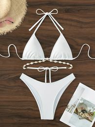 Ensemble de bikini triangle décoré avec un maillot de bain coquillage femmes maillots de bain femme baigneurs sexy maillot de bain maillot de bain maillots de bain 240113
