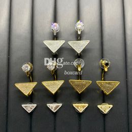 Pendiente de gota de diamante triangular, pendientes mentales dorados de tendencia, joyería en forma de gota, pendiente de cristal con conjunto de caja