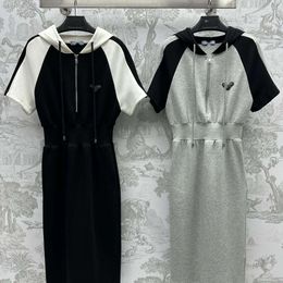 Triangle Robe Designer P Top Quality Luxury Fashion Basic Robes décontractées Robe à manches courtes Nouvelles couleurs de contraste