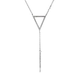 Triangle Drop Pearl Hanger Ketting Setting Zirkoon 925 Sterling Silver Semi-afgewerkte bevestigingen voor PEARSL 5 stuks