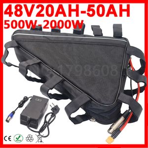 Batterie triangulaire pour vélo électrique, 52/48/36V, 13/15/18/20/25/40/50ah, Bafang 500/1000/1500/2000W