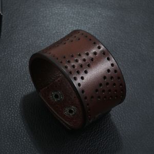 Triangle trou creux en cuir Bracelet manchette bouton Bracelet réglable Bracelet pour hommes femmes bijoux de mode