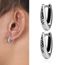 Boucles d'oreilles créoles triangulaires pour hommes, papa, mari, BFF, petit ami, étanche, or blanc 14K, rétro, gothique, géométrique, cadeaux, bijoux