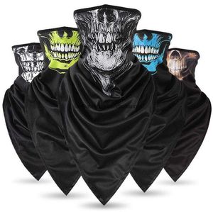 Triangle Ice Silk Cooling Skull Ghost Head Magic Scarves Mask Tactical Airsoft Paintball Scarf Outdoor Cycling Hiking Summer Anti UV Bandana Neck Warmer Face shield