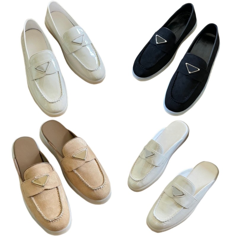 Треугольные логотип логотипов патентная кожа дизайнерская обувь роскошная женская повседневная обувь мужская замшевая платформа для платформы металлические буквы на открытом воздухе в стиле ботин