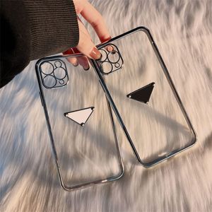 Triangle luxe mobiele telefoonhoes iPhone Case Transparant Designer Plated Frame voor iPhone14 Pro Max Plus 13Promax 12 Mini XS XR 7 8P