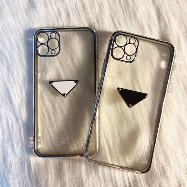 Triangle Luxury Cell Phone Cases IPhone Case Diseñador transparente Marco plateado para IPhone14 Pro Max Plus 13promax 12 Mini Xs Xr 7 8p