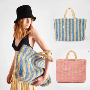 Triangle Straw Tote Underarm Designer Beach Bag Raphias Shop Pochette Femmes Mode Weave Sac à main Sac à bandoulière Luxe Stripe Basket Mens Bandoulière Embrayage Sac à main