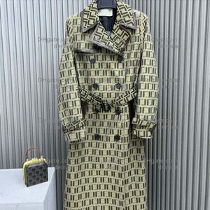 Trench-coat de styliste pour femmes, vestes coupe-vent double lettres, manteau ample avec ceinture
