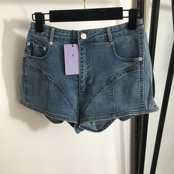 Sexy jean court femmes mode classique Patchwork Denim Shorts broderie lettre Denim Mini Shorts
