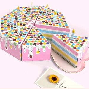 Triangle Rianbow Cake Shape Bag Bag Packaging Regalos de boda para invitados Cajas de dulces para fiesta de baby shower de boda 300 piezas