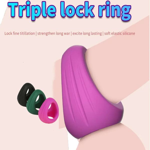 Anillo triangular anillos jaula de castidad masculina escroto Bondage bola camilla eyaculación retardada juguetes para hombres Sex Shop