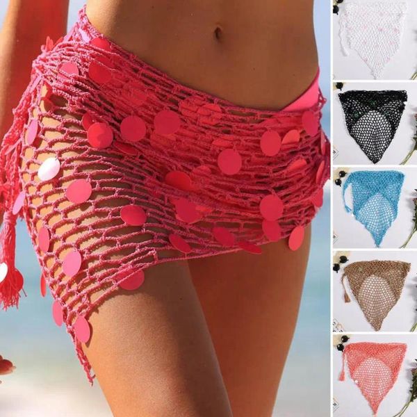 Triangle Scarf Fishnet Breathable Hollow Out Sexy Sun Sun Protection Lace Up Bikini Cover Beach