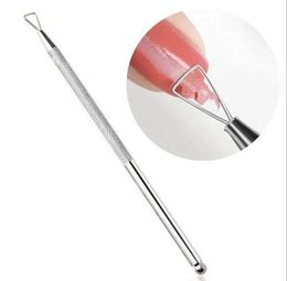 Triangle Stick staaf UV gel Poolse remover Culticle Duwer roestvrij staal manicure manicure nail art tool voor het verwijderen van gel vernis xb zz