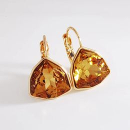 Boucles d'oreilles en pierre triangulaire en cristal autrichien pour bijoux de fête de fiançailles nuptiale boucles d'oreilles pendantes géométriques à la mode cadeau 240226
