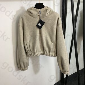 Sudadera con capucha y cremallera triangular para mujer, sudadera holgada gruesa a la moda, chaqueta de manga larga de diseñador