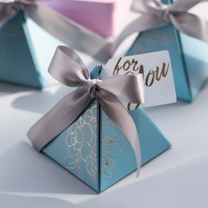 Pirámide triangular Caja de dulces Favores de boda y regalos Cajas Bolsas de dulces para invitados Decoración Baby Shower Party Supplies CX220423