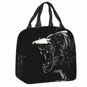 Tribal Bear Sac à lunch isolé pour femmes hommes étanche refroidisseur thermique boîte à lunch plage cam voyage pique-nique sacs fourre-tout S8X3 #