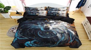 Ensemble de literie de loup tribal Warrior Wolf Imprimé couette couvercle d'oreiller twin queen King Size Cover Home Textile 7455036