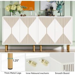 Tribesigns moderne witte opbergkast set, vrijstaande vloerkast, klassieke 59 inch dressoir, houten buffetkast