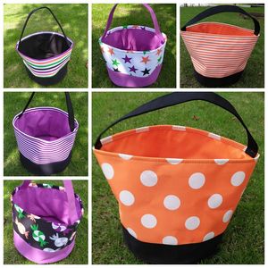 Trick Or Treat Bucket Halloween Party Decoration Candy Basket Kids Kids Sac Tote Polyester Handsbags Gift Wraps Wraps Polka Dot Sacs TH0091