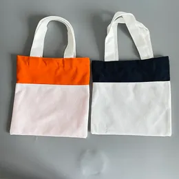 Dolcetto o scherzetto regali di Halloween per ragazzi bambini sublimazione bianca vuota 100% poliestere spesso tela arancione nera borsa per caramelle Tote