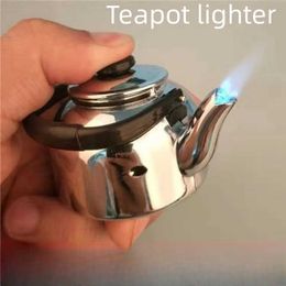 Trick Tea Pot Portable feu ouvert coupe-vent torche allumeur Butane pas de briquet à gaz en plein air Barbecue astuce cuisine cigare cadeau pour hommes