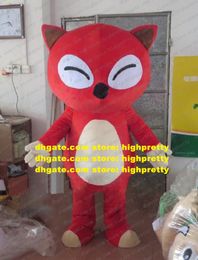 Tricky Red Fox Mascot Costume Cartoon Caractère mascotte adulte Dishom Doix Crème Gants de couleur ronde Stoamch ZZ217