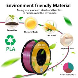 Tricolor 3D Printer Filament Silk PLA 3 Kleur voor 3D -printen Plastic materialen 1,75 mm 1kg Rainbow Spool No Bubble Multolor