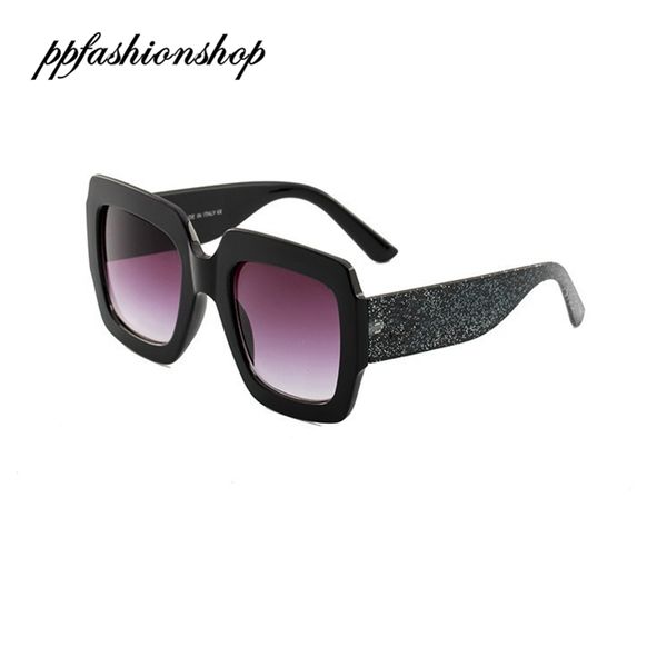 Lunettes de soleil carrées à contraste tricolore pour femmes, monture à paillettes, Style étoile, carrées surdimensionnées, ppfashionshop