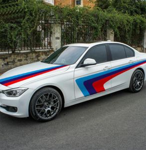 Tricolor Vinyl Racing Stripe Car Sticker Auto Taille Line Decal Emblem voor BMW3029642