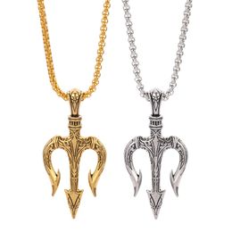 Trident titane acier pendentif personnalisé collier Vintage pendentif rue Hip Hop Rock bijoux cadeau